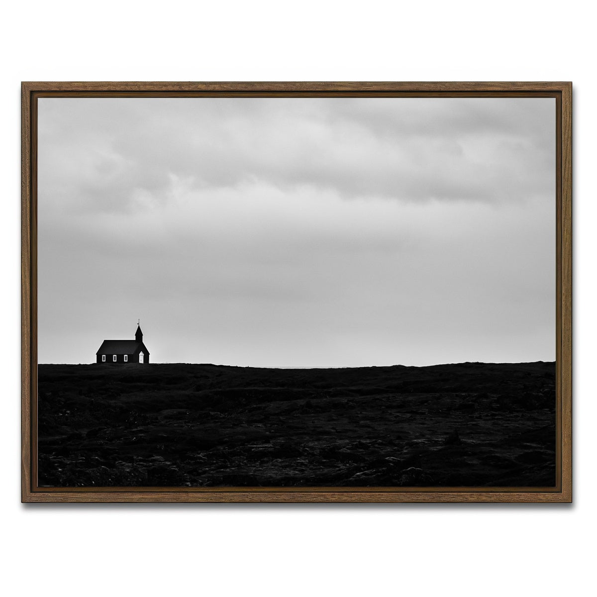 AUTO-MOCKUP WHITE | Lone Church | 1 Piece | Walnut Framed Canvas | group=4x3