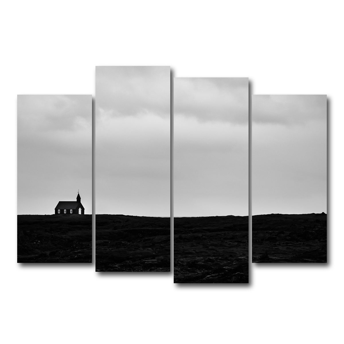 AUTO-MOCKUP WHITE | Lone Church | 4 Piece | Gallery Wrap Canvas | group=4_normal