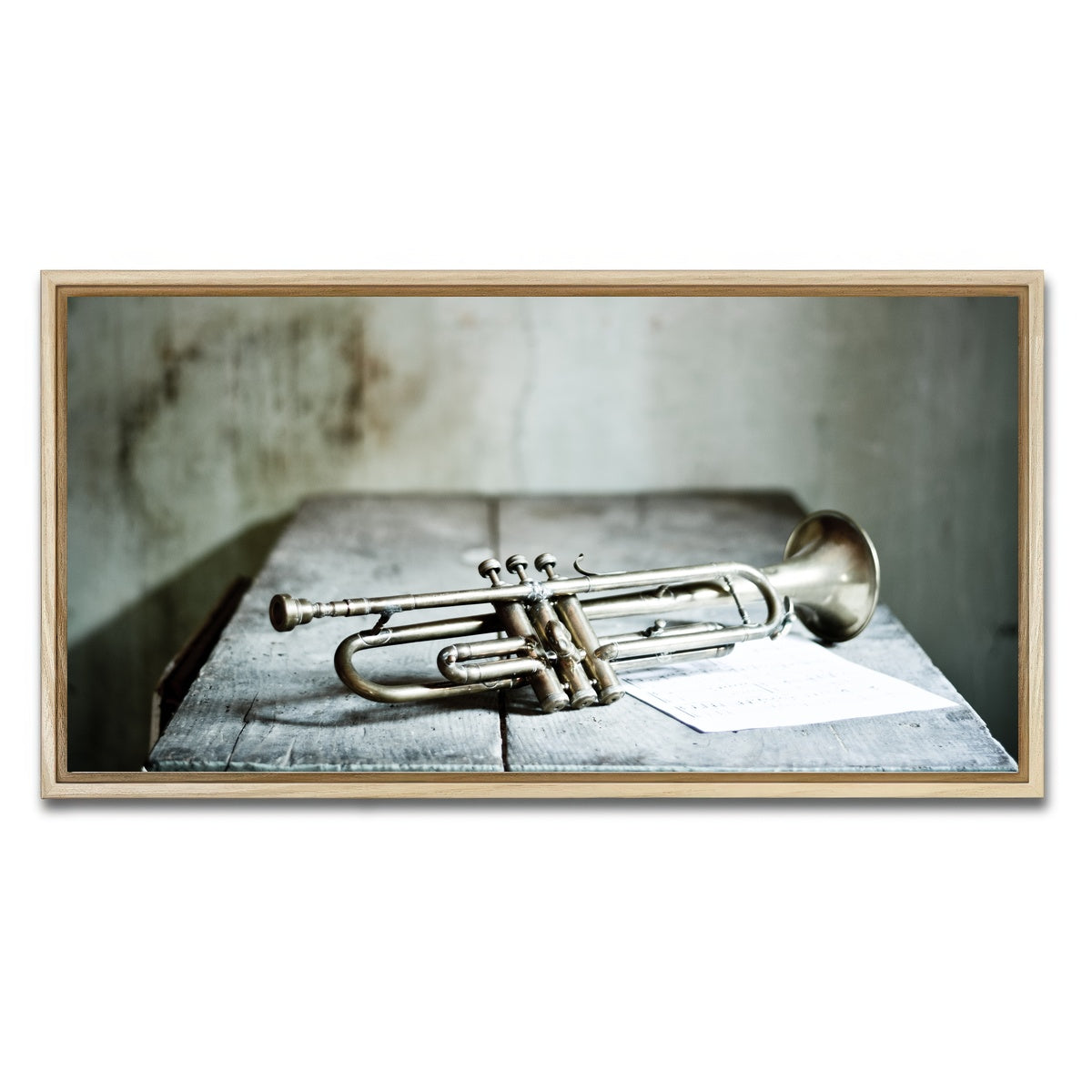 AUTO-MOCKUP WHITE | Lone Jazz Trumpet | 1 Piece | Natural Framed Canvas | group=2x1