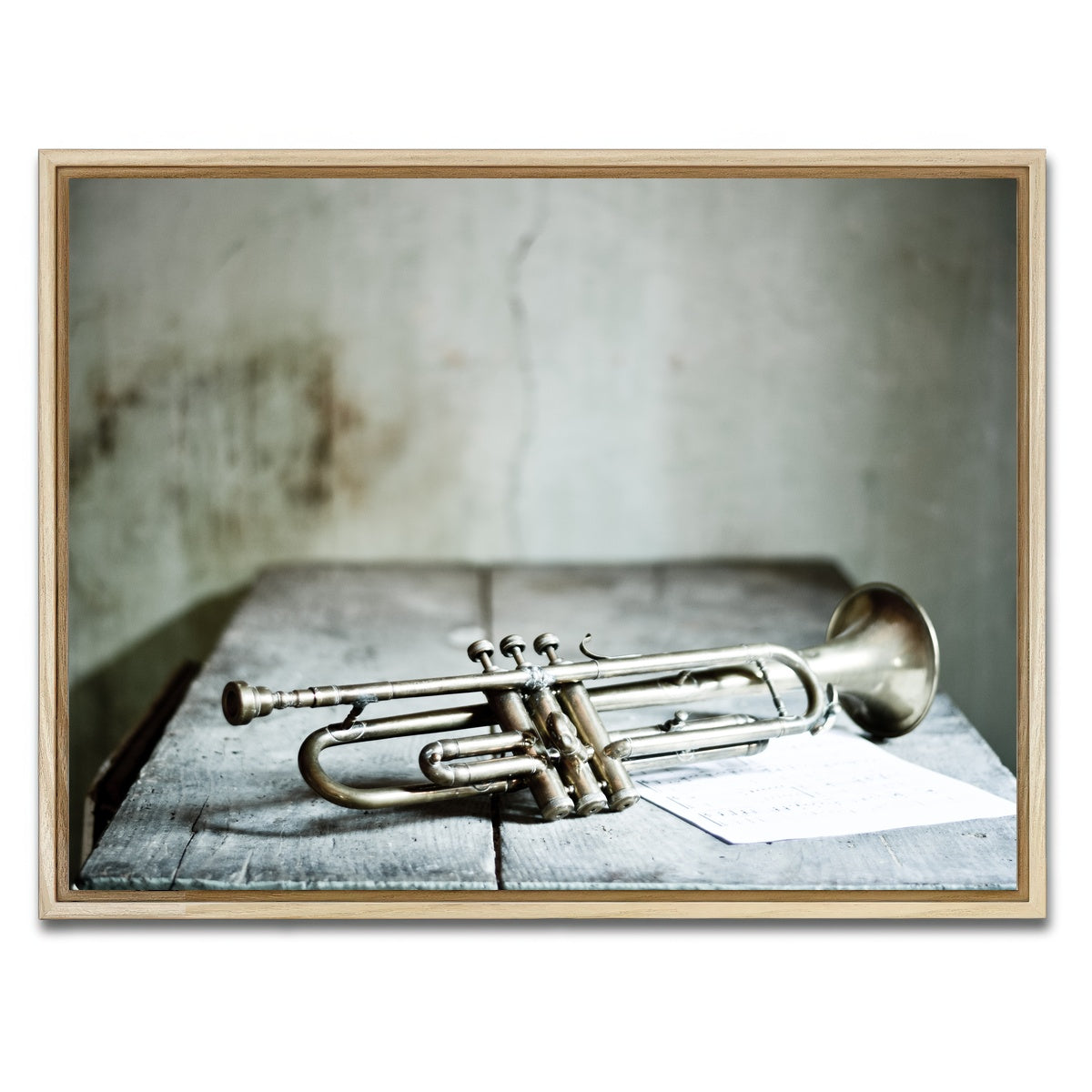 AUTO-MOCKUP WHITE | Lone Jazz Trumpet | 1 Piece | Natural Framed Canvas | group=4x3