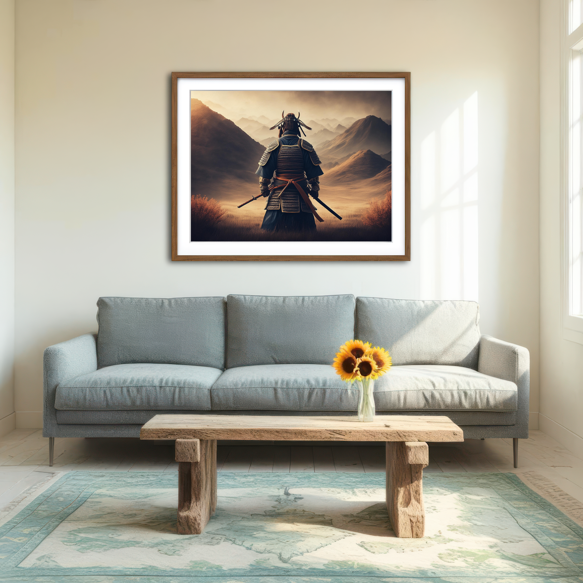 AUTO-MOCKUP ROOM | Lone Samurai Warrior Wall Art