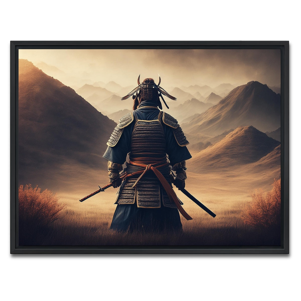 AUTO-MOCKUP WHITE | Lone Samurai Warrior | 1 Piece | Black Framed Canvas | group=4x3