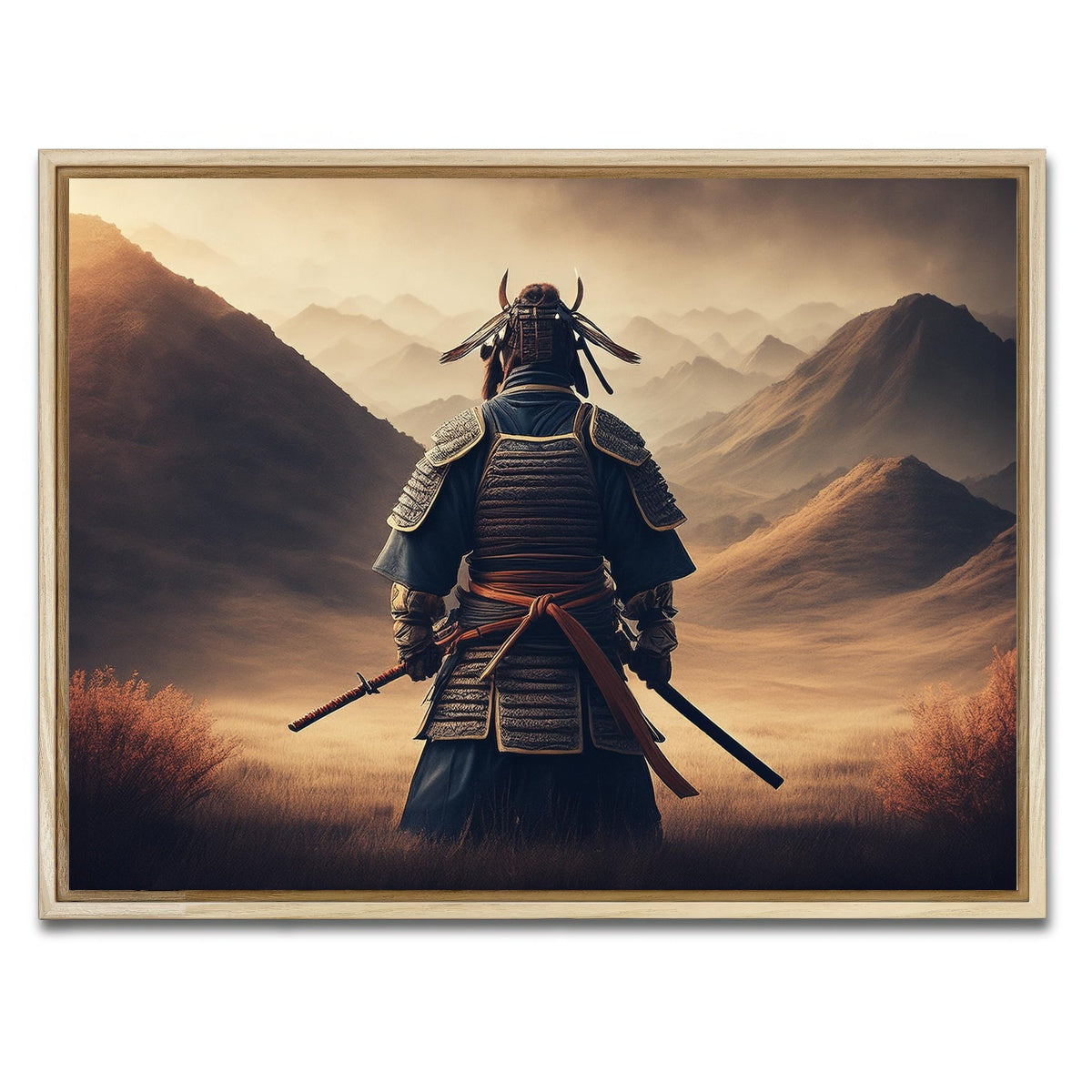 AUTO-MOCKUP WHITE | Lone Samurai Warrior | 1 Piece | Natural Framed Canvas | group=4x3