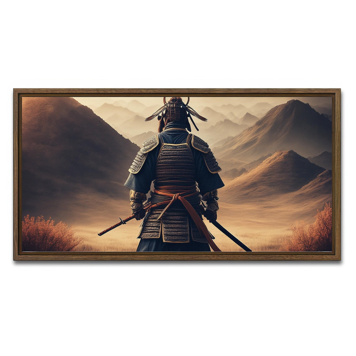 AUTO-MOCKUP WHITE | Lone Samurai Warrior | 1 Piece | Walnut Framed Canvas | group=2x1