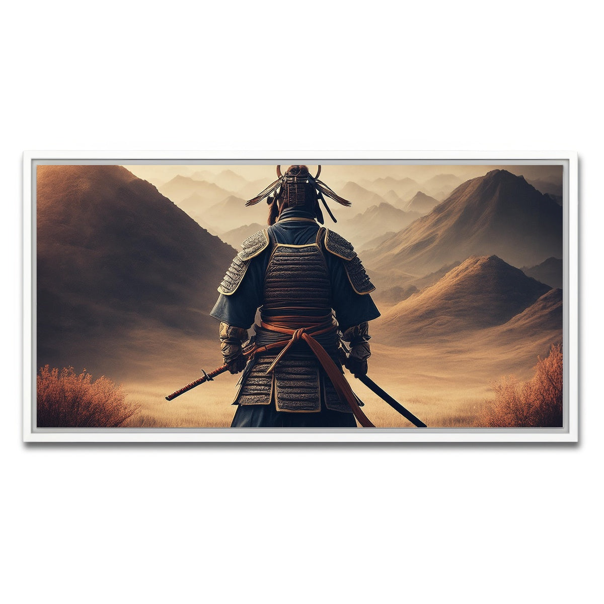 AUTO-MOCKUP WHITE | Lone Samurai Warrior | 1 Piece | White Framed Canvas | group=2x1