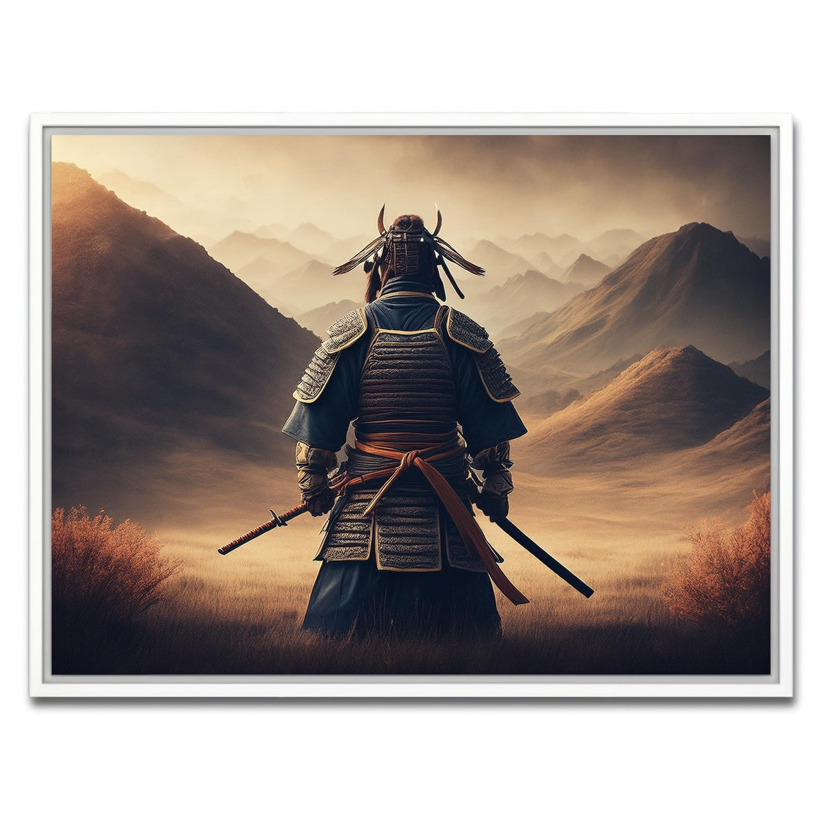 AUTO-MOCKUP WHITE | Lone Samurai Warrior | 1 Piece | White Framed Canvas | group=4x3