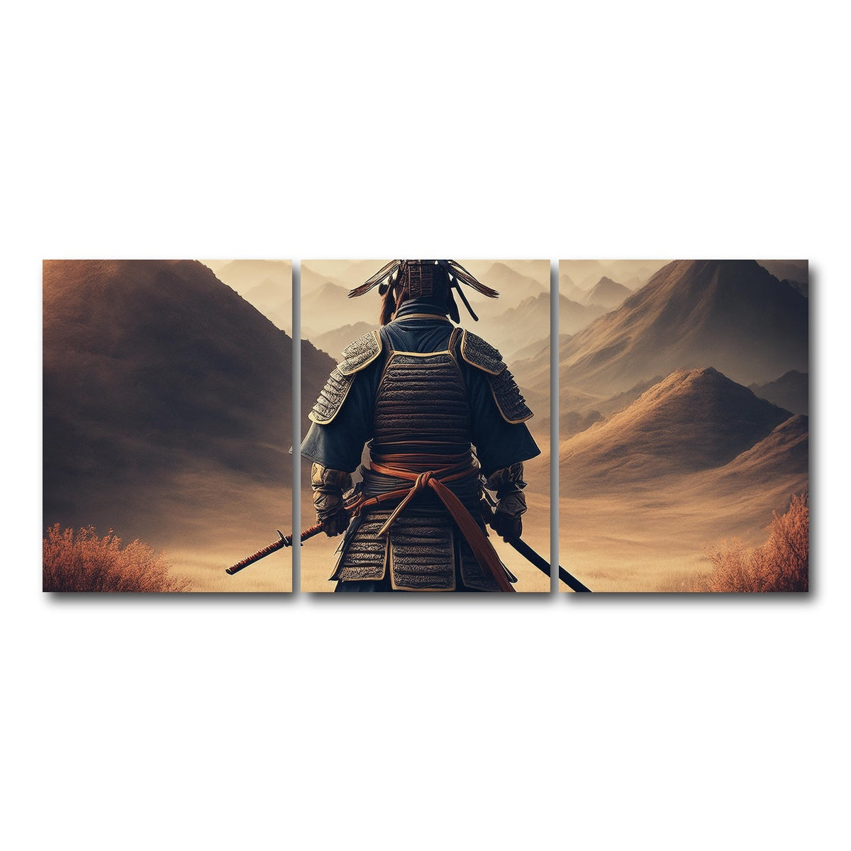 AUTO-MOCKUP WHITE | Lone Samurai Warrior | 3 Piece | Gallery Wrap Canvas | group=18x24