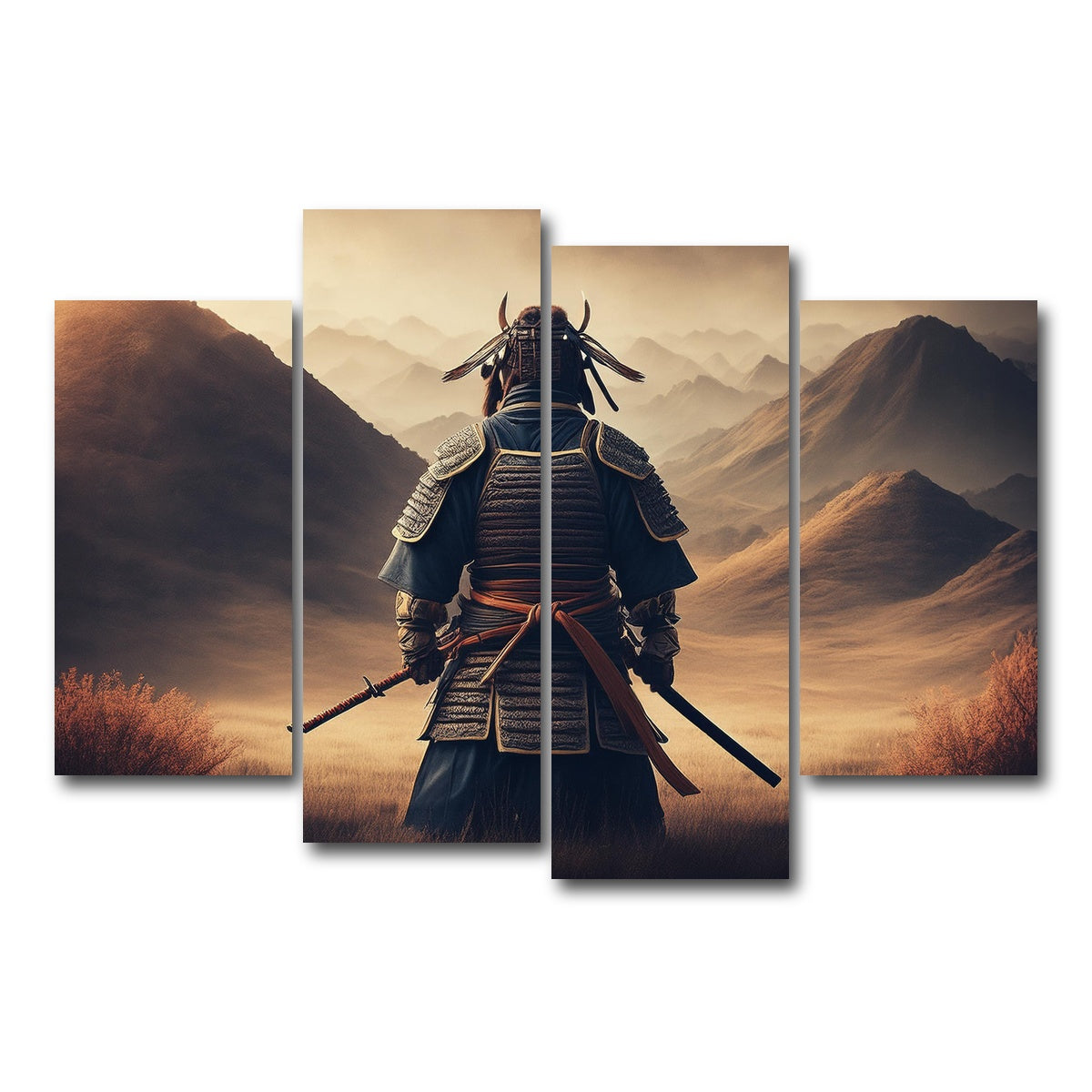 AUTO-MOCKUP WHITE | Lone Samurai Warrior | 4 Piece | Gallery Wrap Canvas | group=4_short
