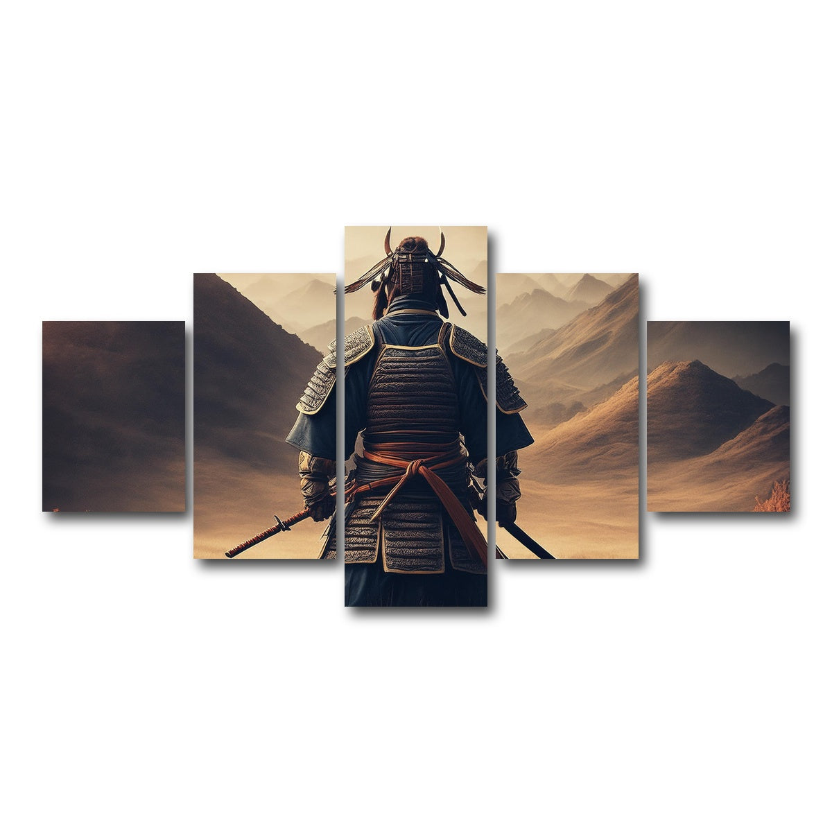 AUTO-MOCKUP WHITE | Lone Samurai Warrior | 5 Piece | Gallery Wrap Canvas | group=5_short