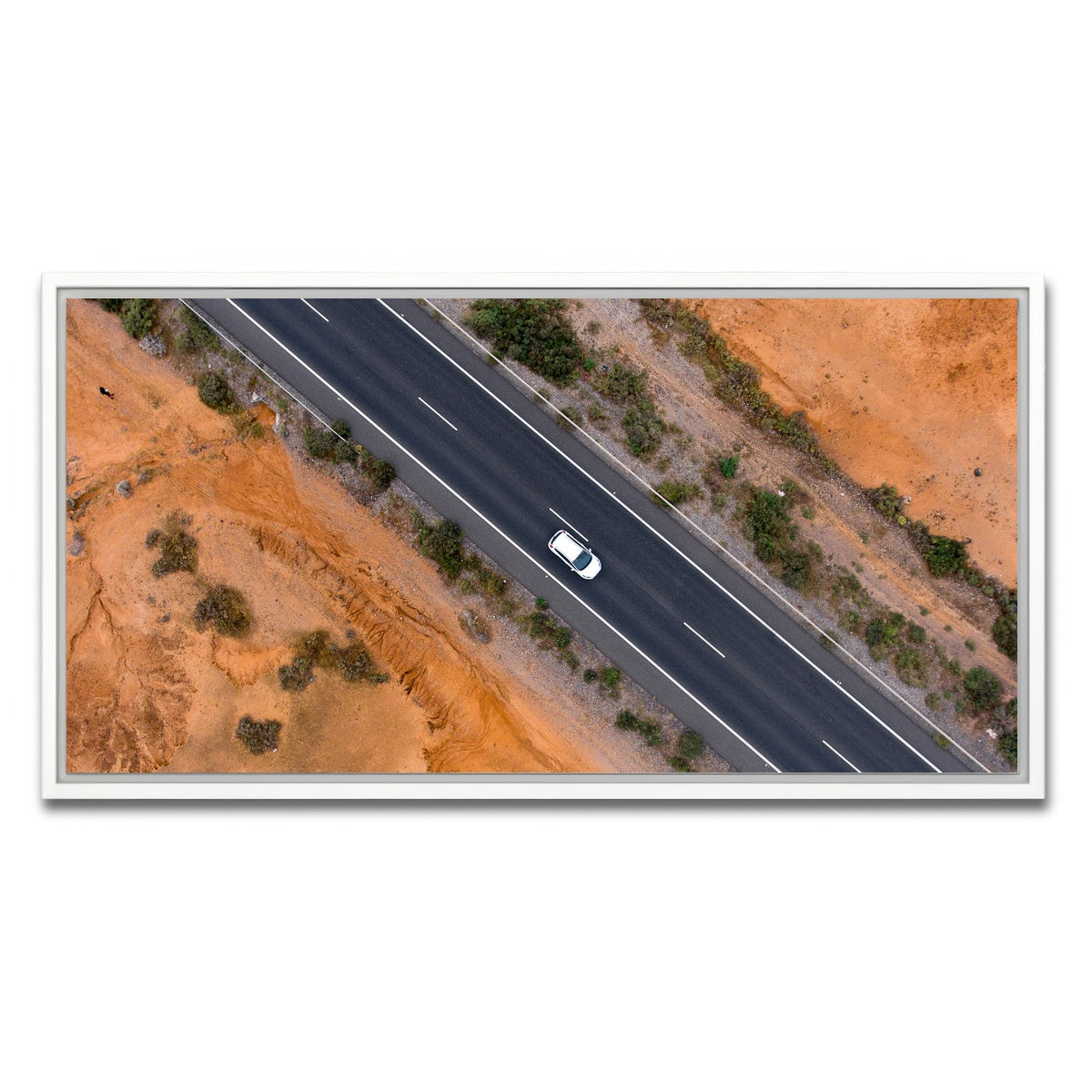 AUTO-MOCKUP WHITE | Lonely Drive | 1 Piece | White Framed Canvas | group=2x1
