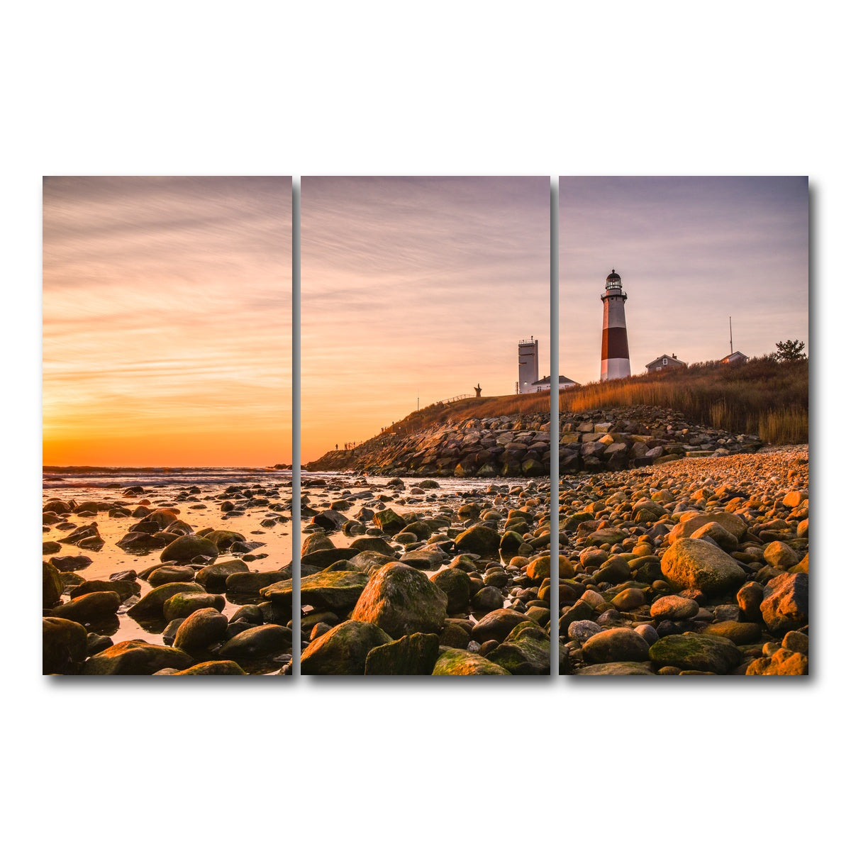 AUTO-MOCKUP WHITE | Long Island Lighthouse | 3 Piece | Gallery Wrap Canvas | group=12x24