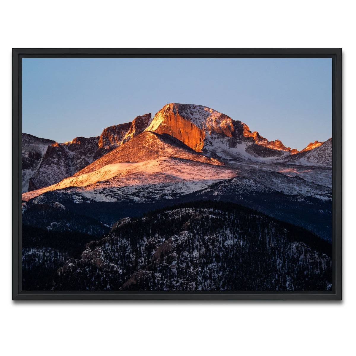 AUTO-MOCKUP WHITE | Longs Peak at sunrise | 1 Piece | Black Framed Canvas | group=4x3