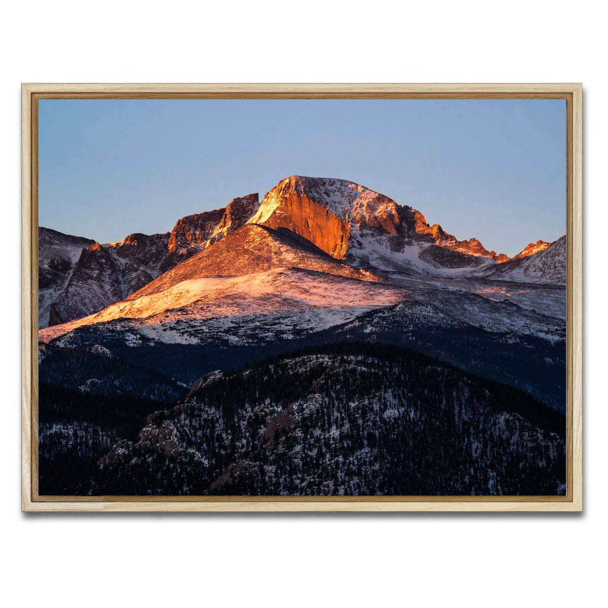 AUTO-MOCKUP WHITE | Longs Peak at sunrise | 1 Piece | Natural Framed Canvas | group=4x3