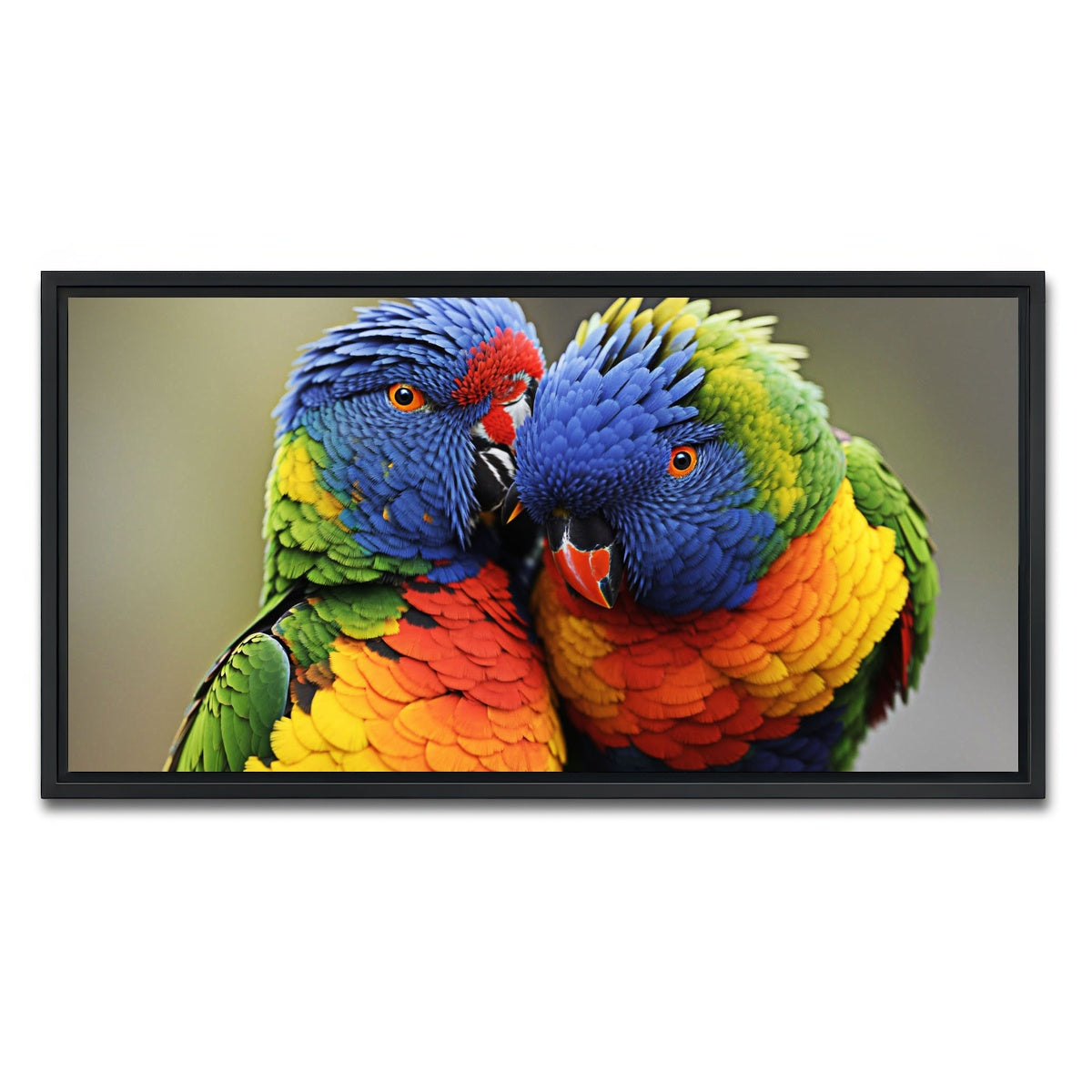 AUTO-MOCKUP WHITE | Lorikeet birds | 1 Piece | Black Framed Canvas | group=2x1