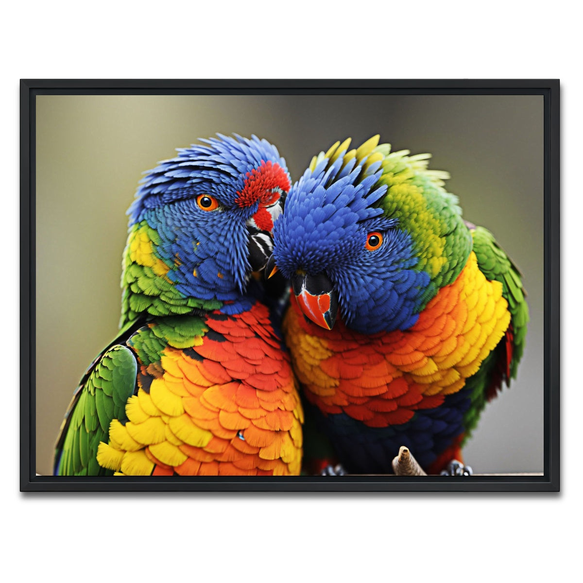 AUTO-MOCKUP WHITE | Lorikeet birds | 1 Piece | Black Framed Canvas | group=4x3