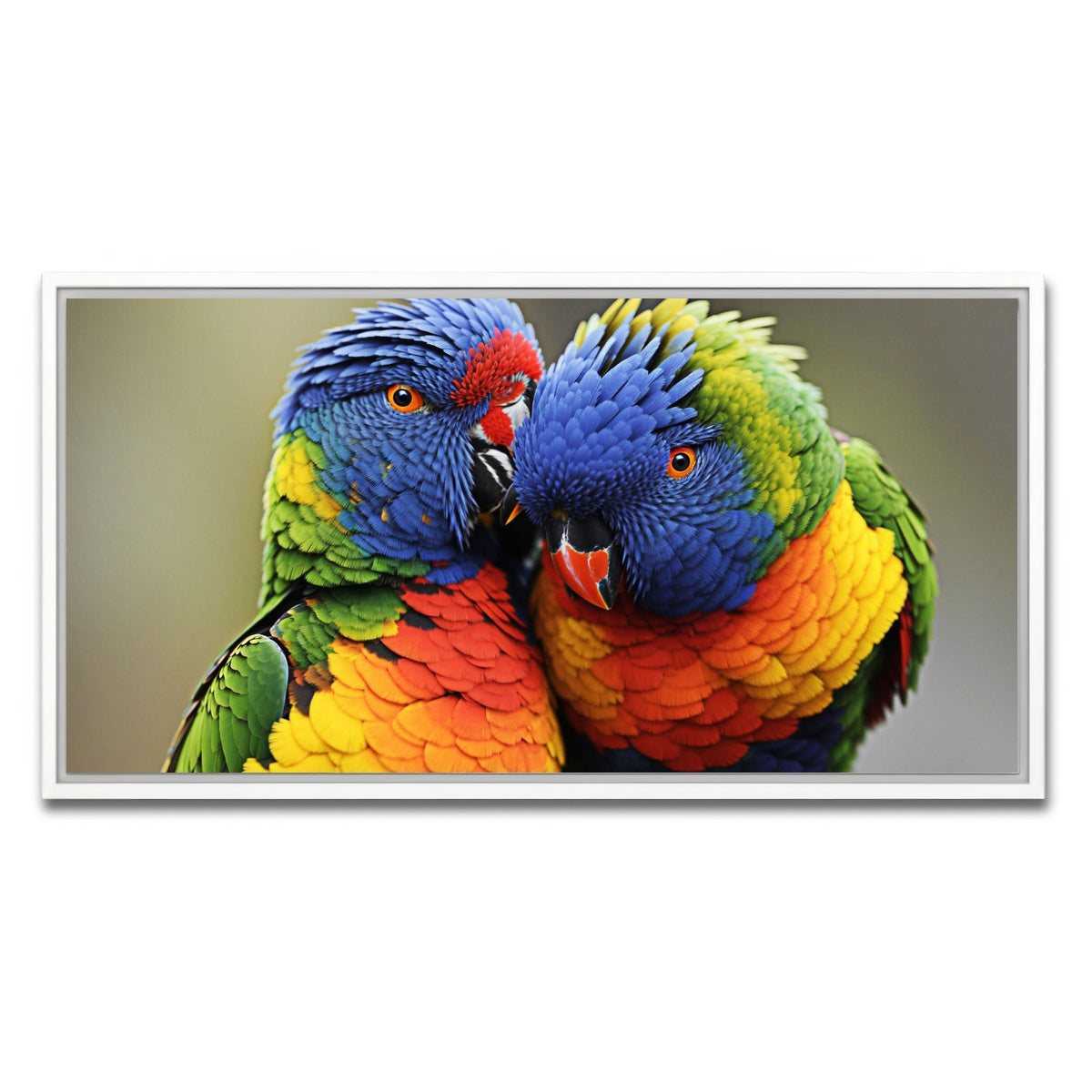 AUTO-MOCKUP WHITE | Lorikeet birds | 1 Piece | White Framed Canvas | group=2x1