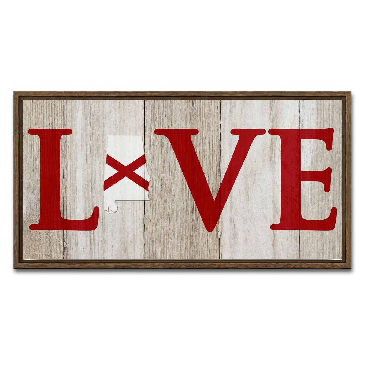 AUTO-MOCKUP WHITE | Love Alabama | 1 Piece | Walnut Framed Canvas | group=2x1