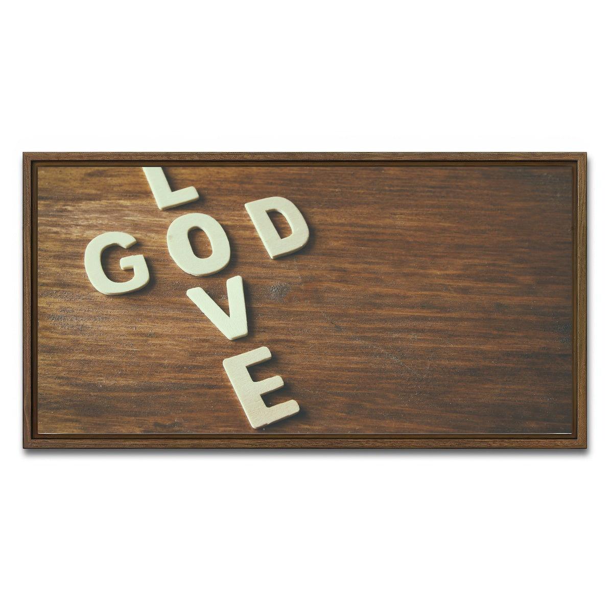 AUTO-MOCKUP WHITE | Love God | 1 Piece | Walnut Framed Canvas | group=2x1