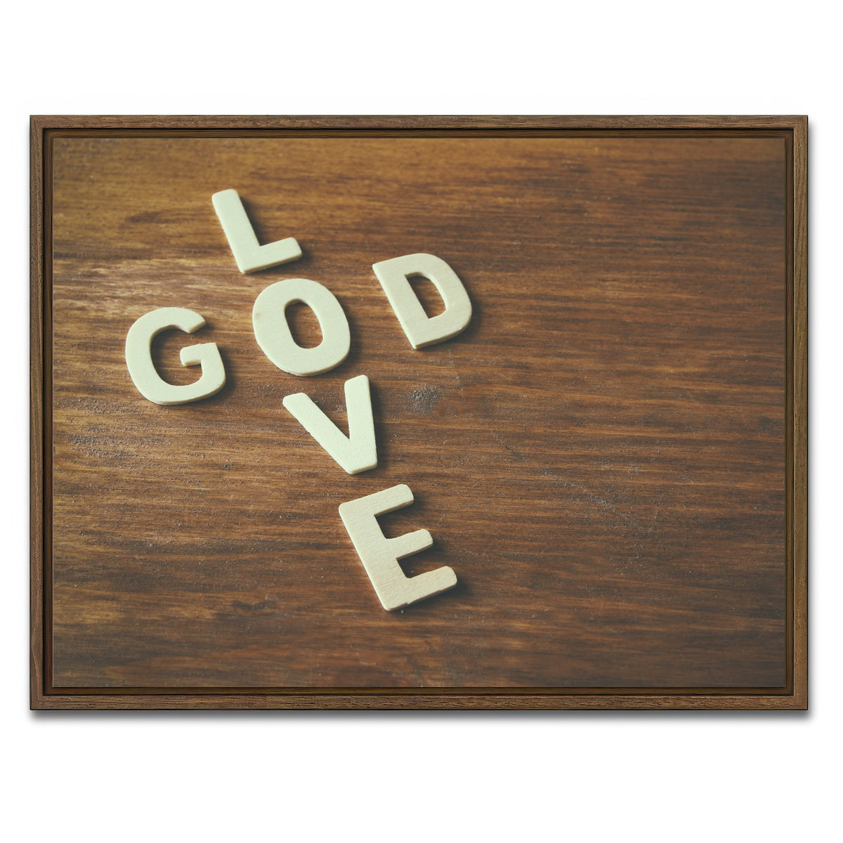 AUTO-MOCKUP WHITE | Love God | 1 Piece | Walnut Framed Canvas | group=4x3