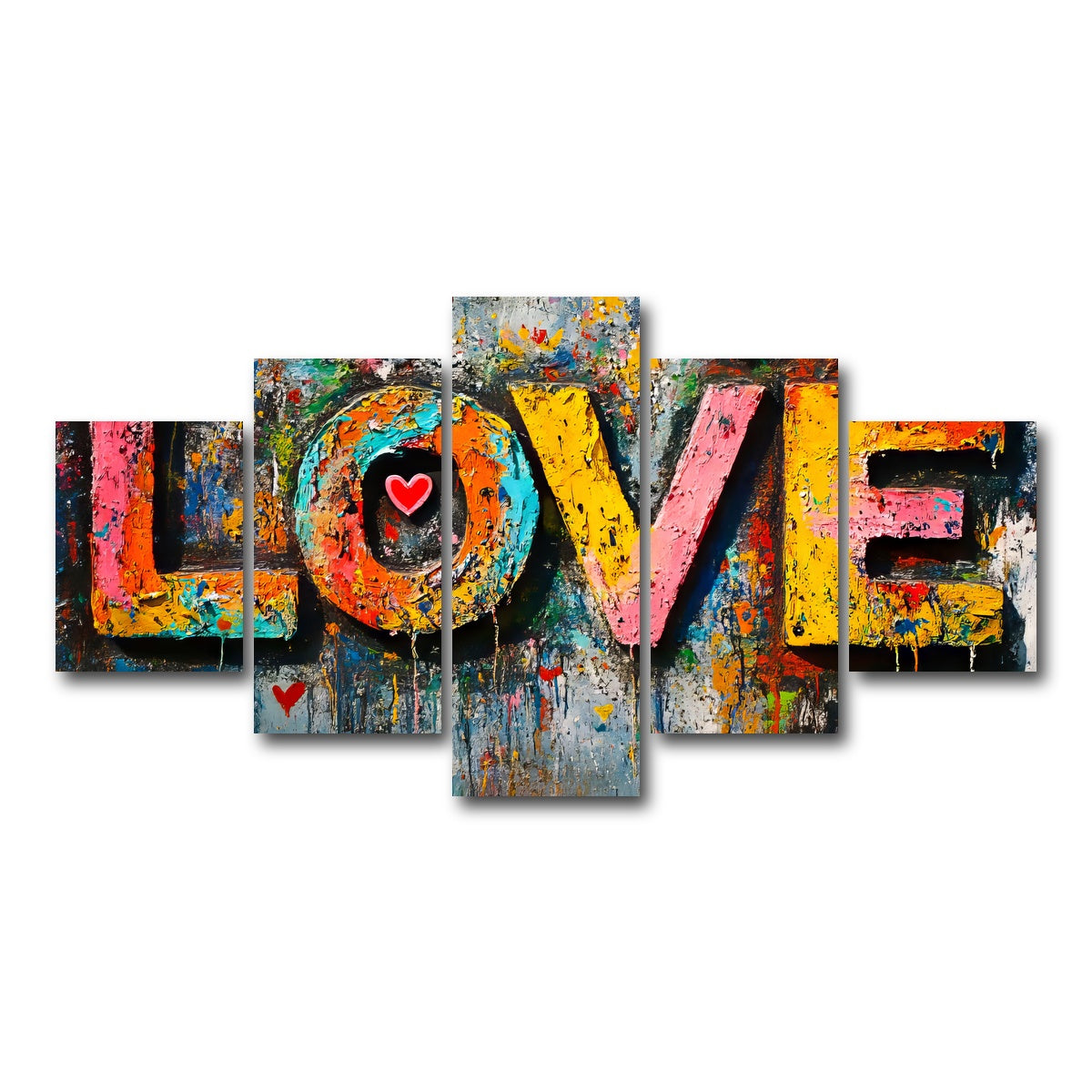 AUTO-MOCKUP WHITE | Love Graffiti | 5 Piece | Gallery Wrap Canvas | group=5_short