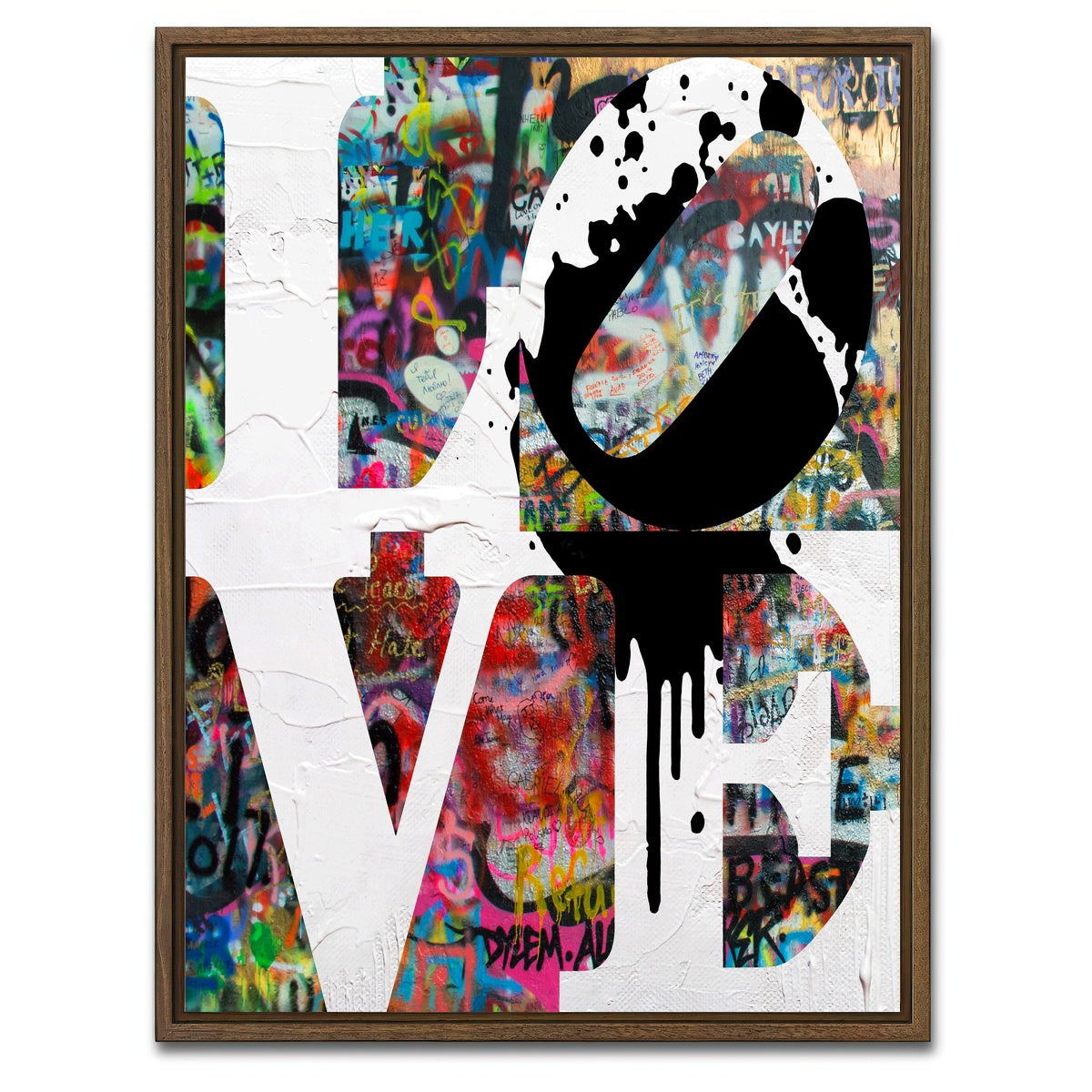 AUTO-MOCKUP WHITE | Love Heavy Graffiti | 1 Piece | Walnut Framed Canvas | group=3x4