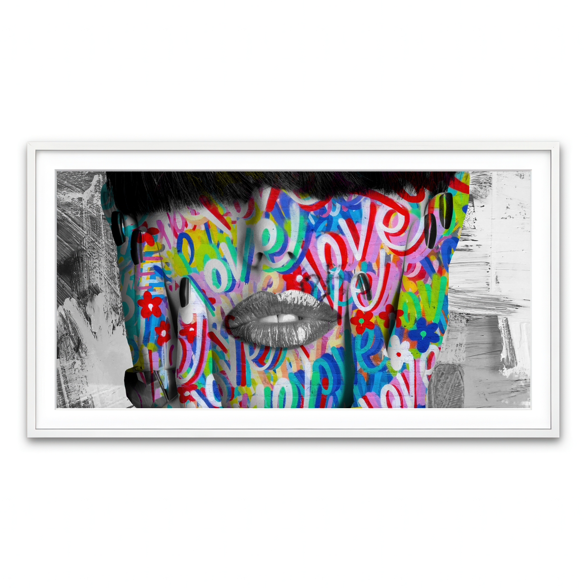 Framed Print 2x1 White