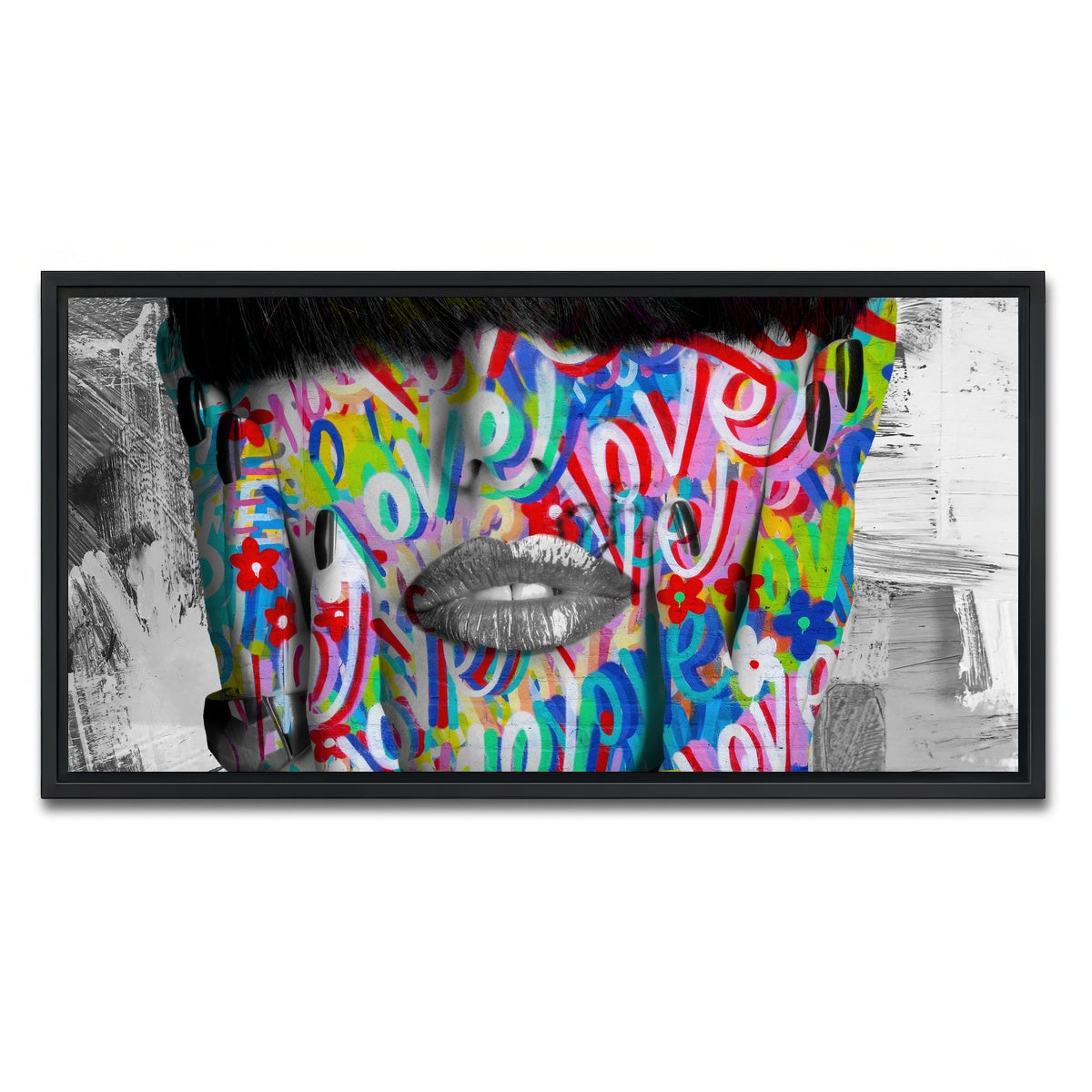 AUTO-MOCKUP WHITE | Love Love Love | 1 Piece | Black Framed Canvas | group=2x1