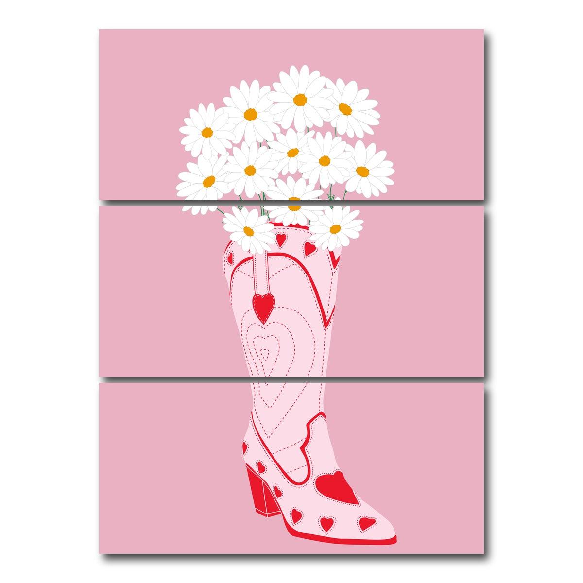 AUTO-MOCKUP WHITE | Lovely Cowboy Shoe | 3 Piece | Gallery Wrap Canvas | group=8x18_stacked