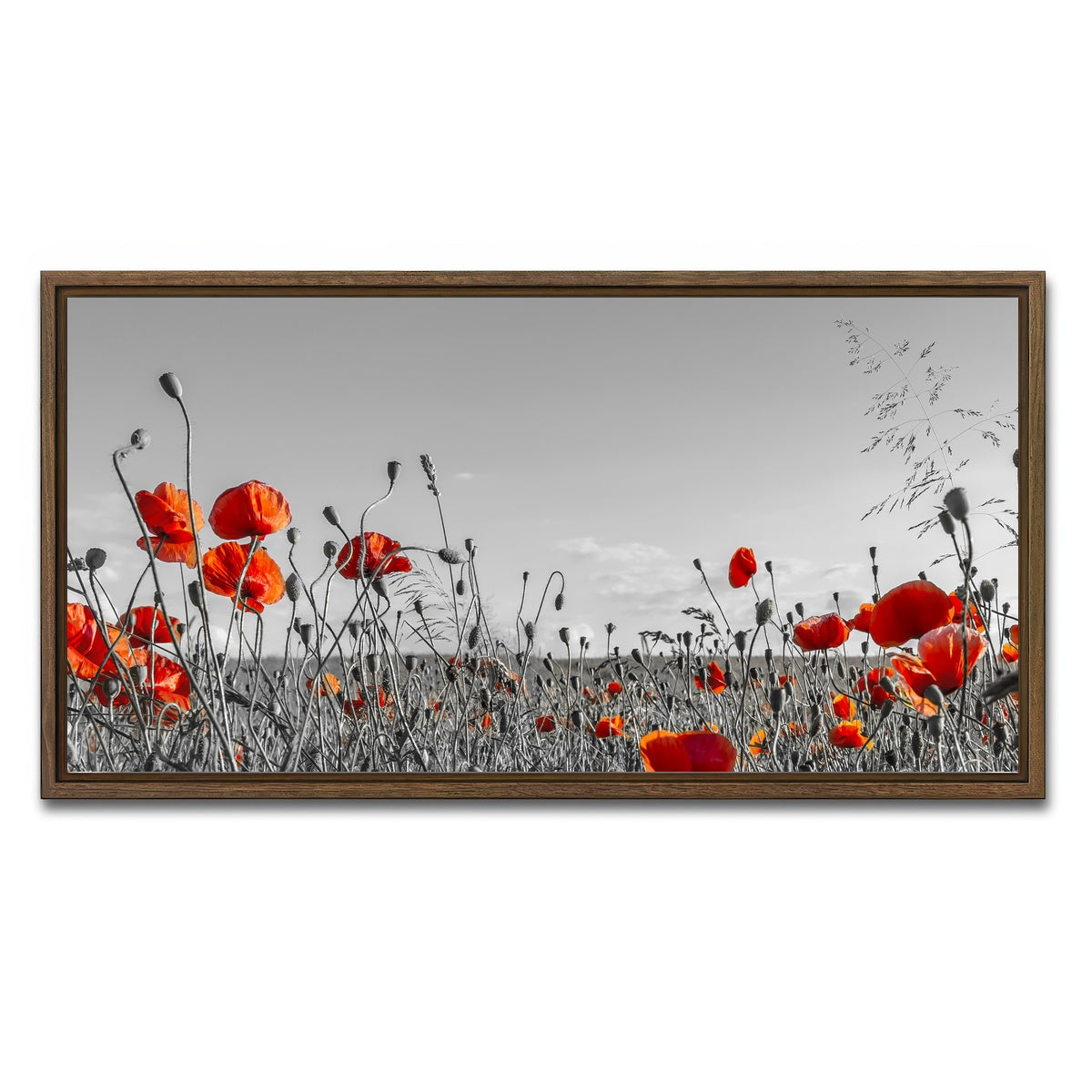 AUTO-MOCKUP WHITE | Lovely Poppy Field | 1 Piece | Walnut Framed Canvas | group=2x1