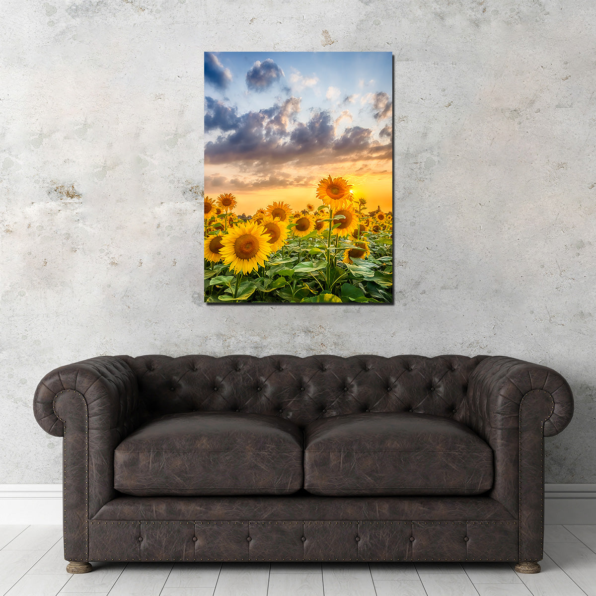 Lovely Sunflowers in Sunset Wall Art