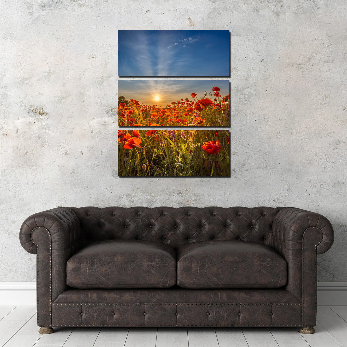 Lovely Sunset in a Poppy Field Wall Art