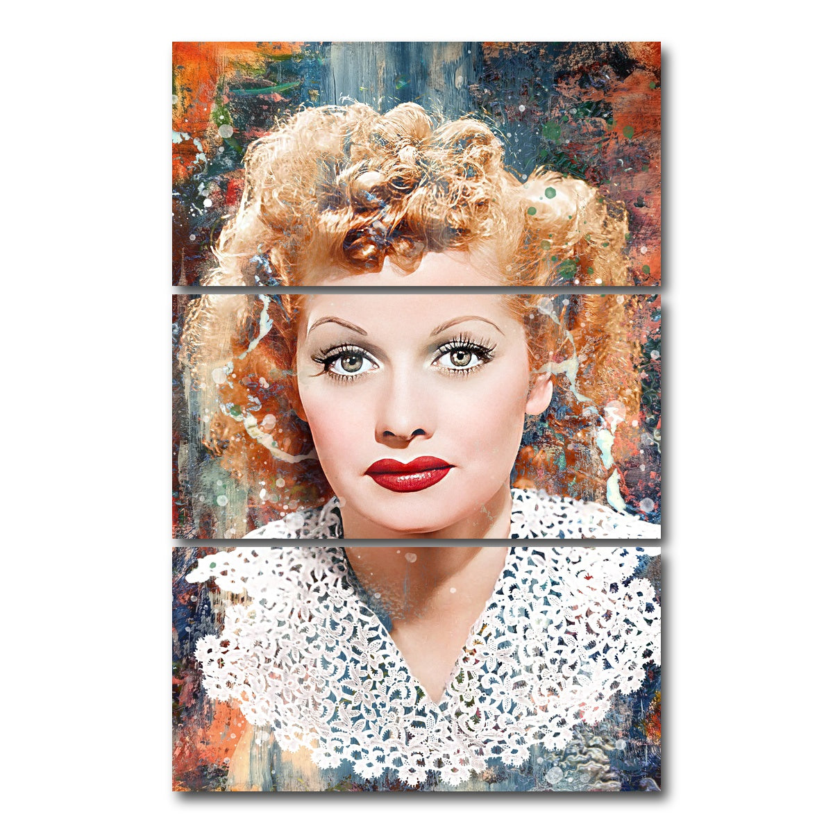 AUTO-MOCKUP WHITE | Lucille Ball | 3 Piece | Gallery Wrap Canvas | group=12x24_stacked