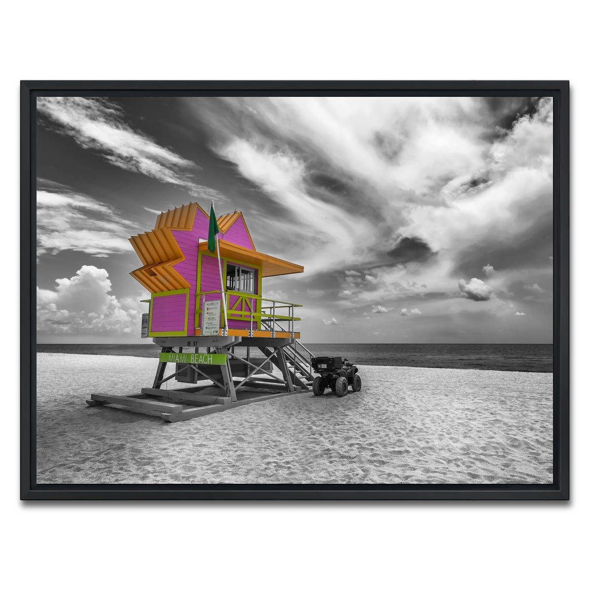 AUTO-MOCKUP WHITE | MIAMI BEACH Florida Flair | 1 Piece | Black Framed Canvas | group=4x3