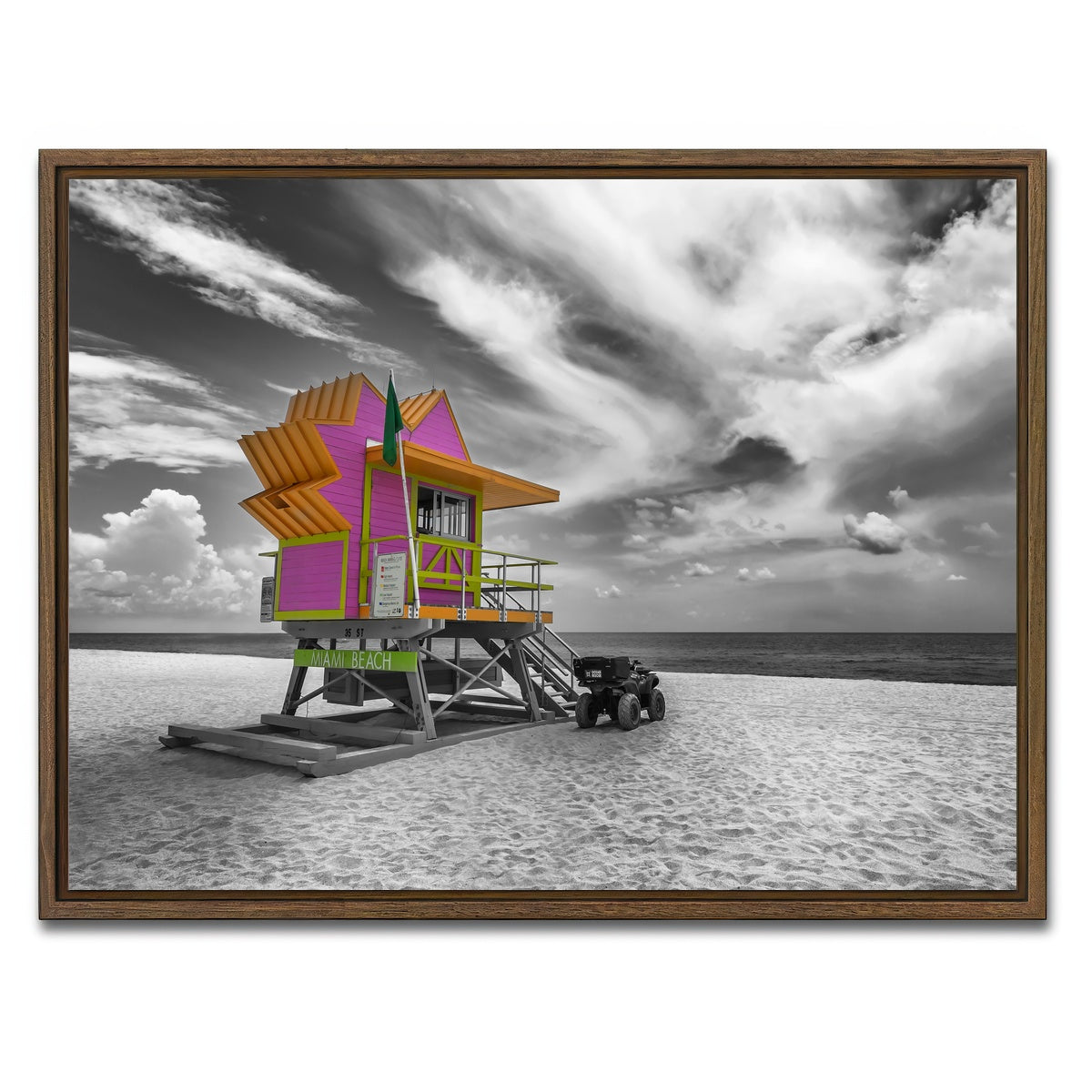 AUTO-MOCKUP WHITE | MIAMI BEACH Florida Flair | 1 Piece | Walnut Framed Canvas | group=4x3