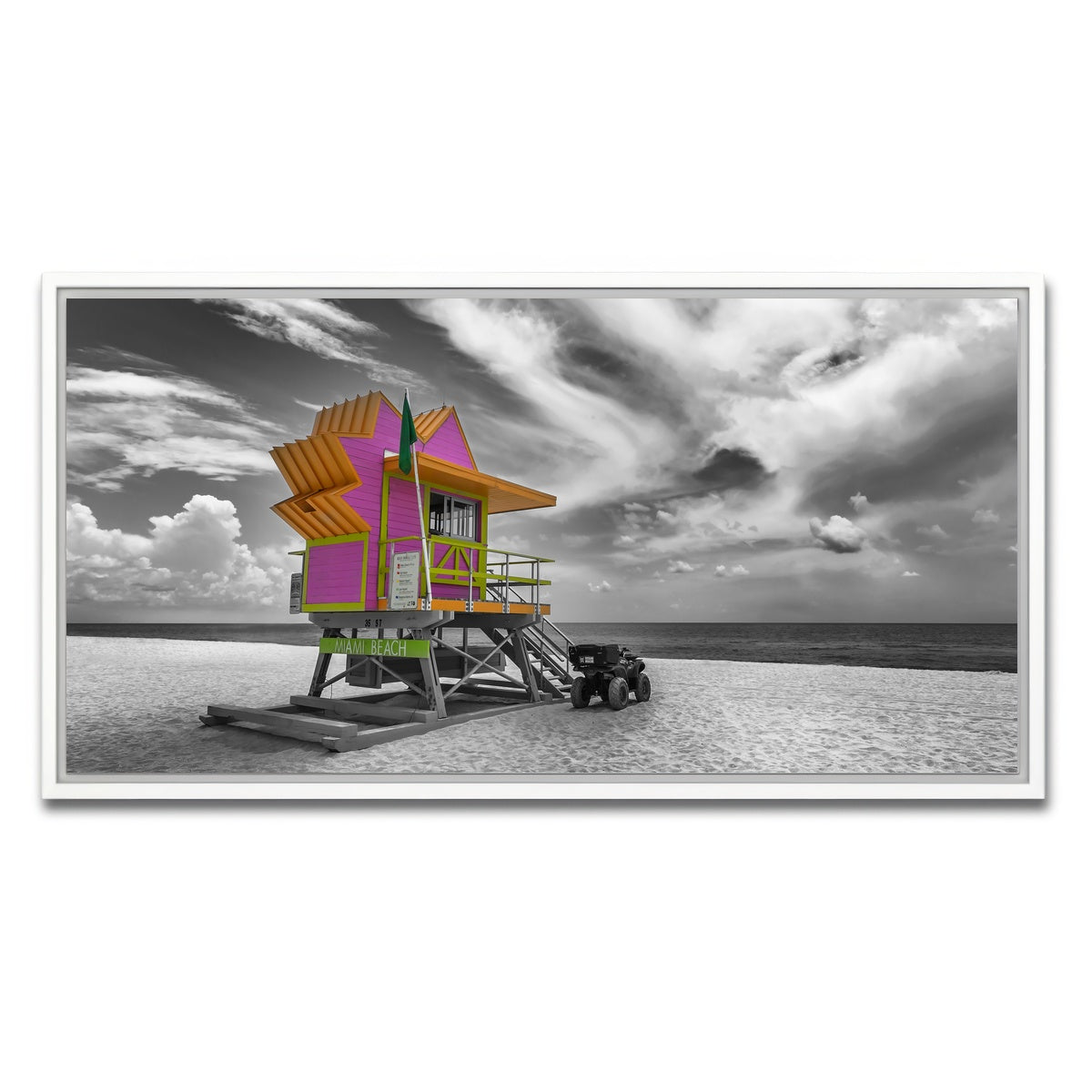 AUTO-MOCKUP WHITE | MIAMI BEACH Florida Flair | 1 Piece | White Framed Canvas | group=2x1