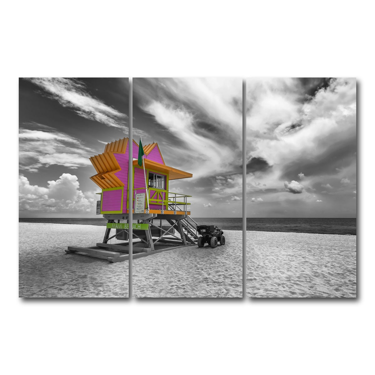 AUTO-MOCKUP WHITE | MIAMI BEACH Florida Flair | 3 Piece | Gallery Wrap Canvas | group=12x24