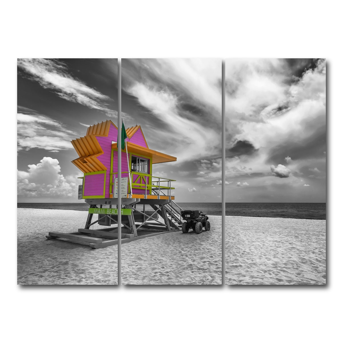 AUTO-MOCKUP WHITE | MIAMI BEACH Florida Flair | 3 Piece | Gallery Wrap Canvas | group=8x18