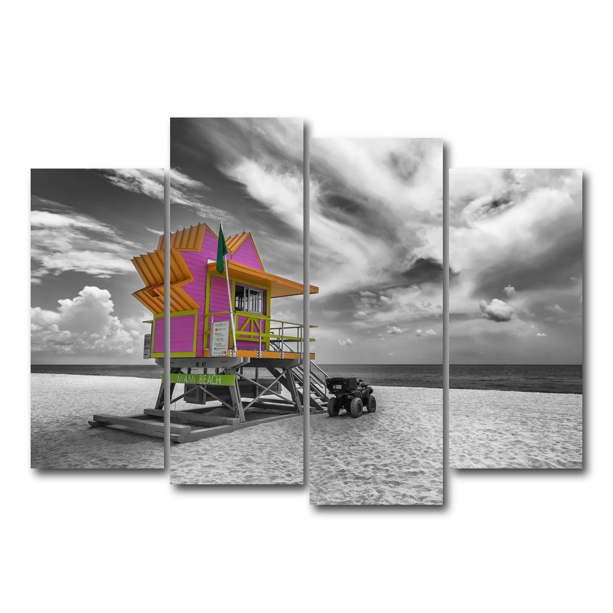 AUTO-MOCKUP WHITE | MIAMI BEACH Florida Flair | 4 Piece | Gallery Wrap Canvas | group=4_normal