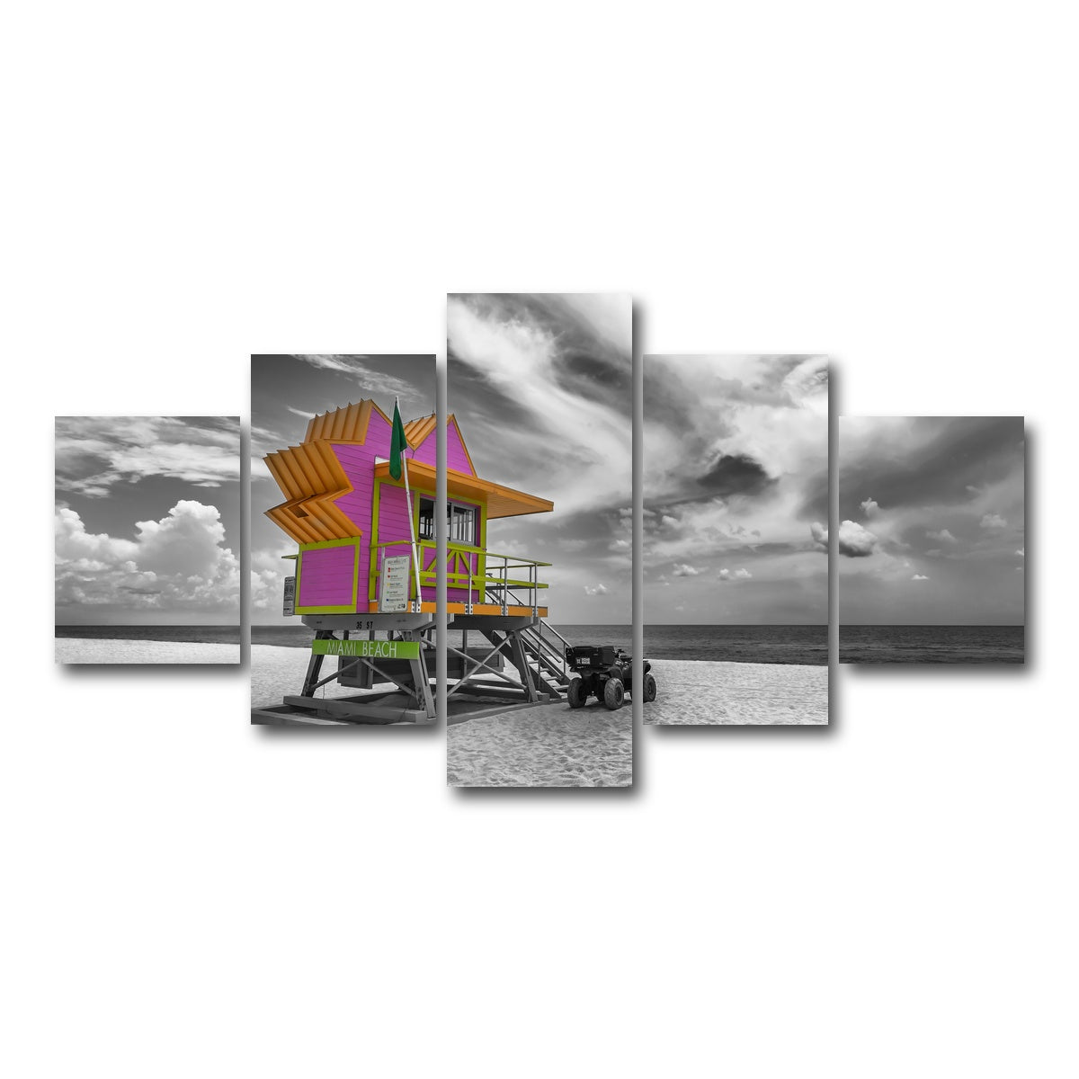 AUTO-MOCKUP WHITE | MIAMI BEACH Florida Flair | 5 Piece | Gallery Wrap Canvas | group=5_short