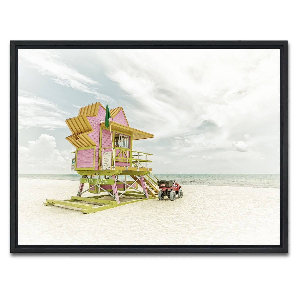 AUTO-MOCKUP WHITE | MIAMI BEACH Vintage Florida Flair | 1 Piece | Black Framed Canvas | group=4x3