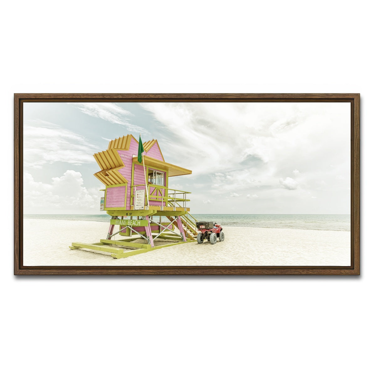 AUTO-MOCKUP WHITE | MIAMI BEACH Vintage Florida Flair | 1 Piece | Walnut Framed Canvas | group=2x1