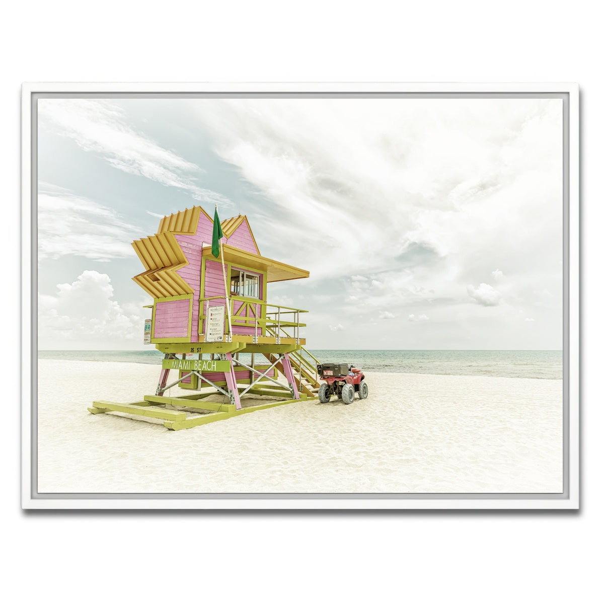 AUTO-MOCKUP WHITE | MIAMI BEACH Vintage Florida Flair | 1 Piece | White Framed Canvas | group=4x3