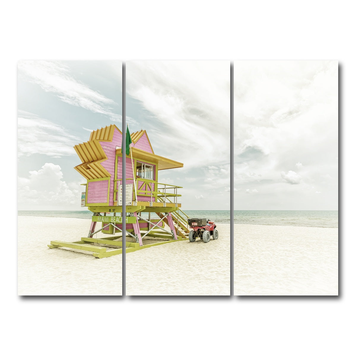 AUTO-MOCKUP WHITE | MIAMI BEACH Vintage Florida Flair | 3 Piece | Gallery Wrap Canvas | group=8x18