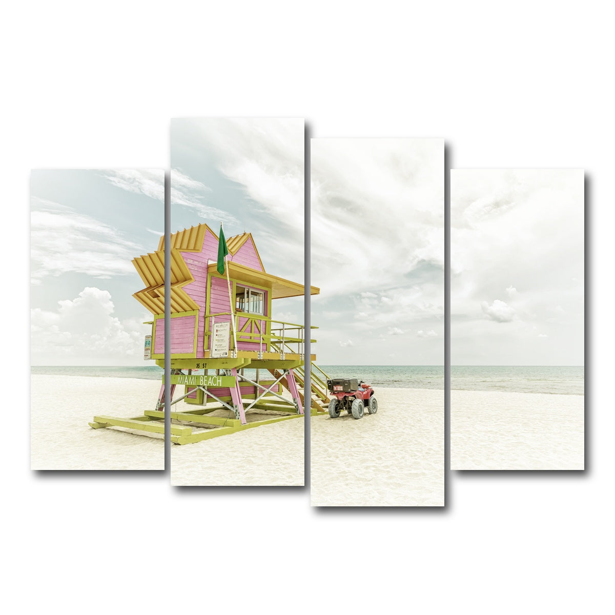 AUTO-MOCKUP WHITE | MIAMI BEACH Vintage Florida Flair | 4 Piece | Gallery Wrap Canvas | group=4_normal