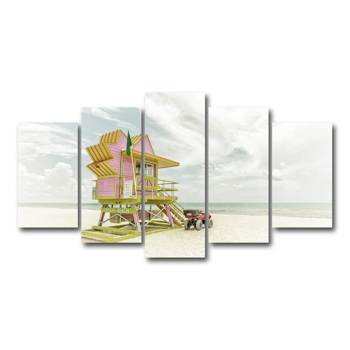 AUTO-MOCKUP WHITE | MIAMI BEACH Vintage Florida Flair | 5 Piece | Gallery Wrap Canvas | group=5_normal