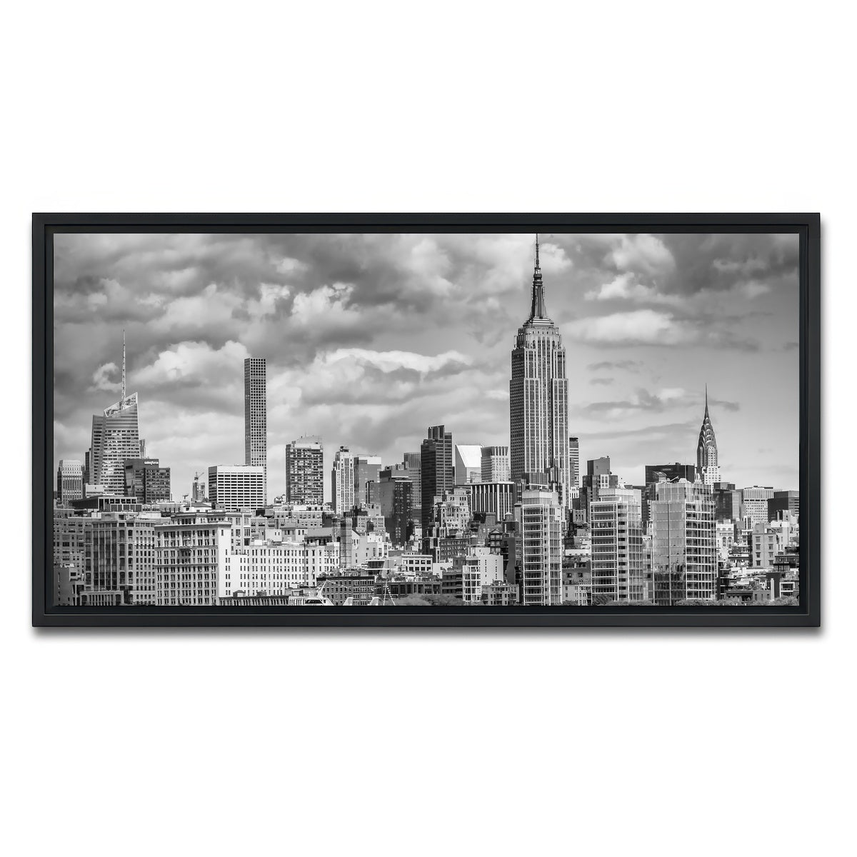 AUTO-MOCKUP WHITE | MIDTOWN MANHATTAN Monochrome | 1 Piece | Black Framed Canvas | group=2x1