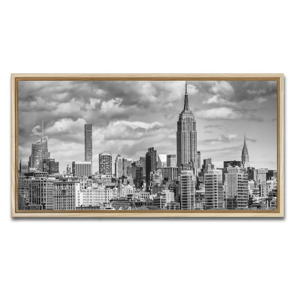 AUTO-MOCKUP WHITE | MIDTOWN MANHATTAN Monochrome | 1 Piece | Natural Framed Canvas | group=2x1