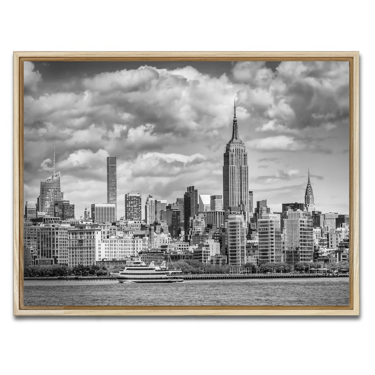 AUTO-MOCKUP WHITE | MIDTOWN MANHATTAN Monochrome | 1 Piece | Natural Framed Canvas | group=4x3