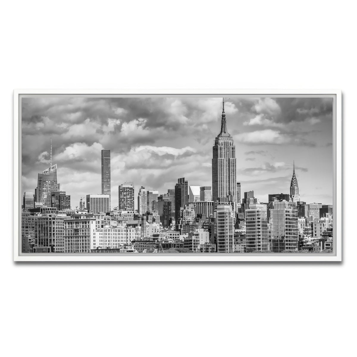 AUTO-MOCKUP WHITE | MIDTOWN MANHATTAN Monochrome | 1 Piece | White Framed Canvas | group=2x1