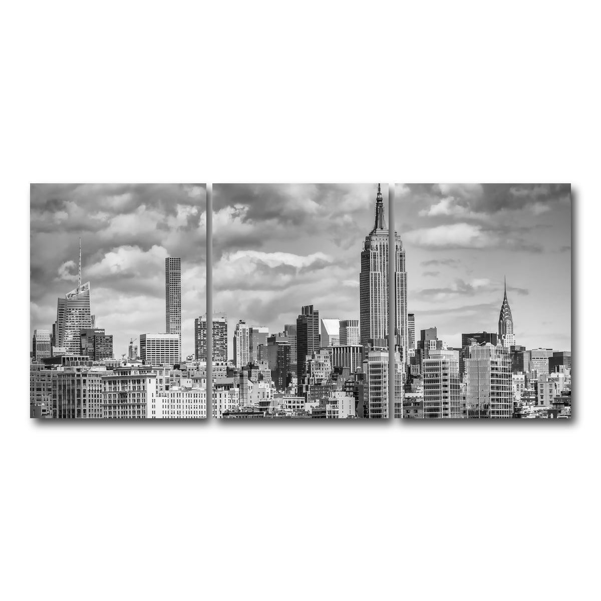 AUTO-MOCKUP WHITE | MIDTOWN MANHATTAN Monochrome | 3 Piece | Gallery Wrap Canvas | group=18x24